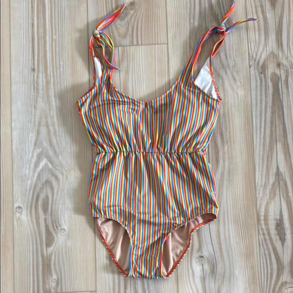 Kortni Jeane Rainbow Stripe One-Piece Swimsuit